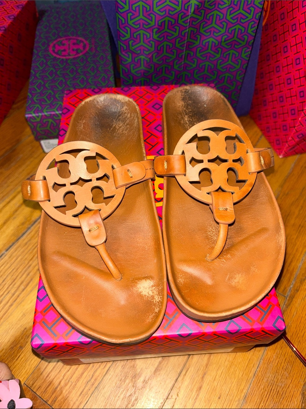 Used Tory Burch Miller cloud calf leather.